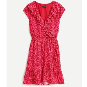 J.Crew  V-Neck Ruffle Dress Tossed Bouquet Floral Above Knee Size 00